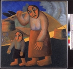 Malevich, Kasimir Severinovich - Peasant Woman with Buckets and Child