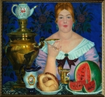 Kustodiev, Boris Michaylovich - The Merchant's Wife Drinking Tea