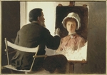 Kramskoi, Ivan Nikolayevich - Kramskoy Painting a Portrait of his Daughter