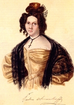 Bestuzhev, Nikolai Alexandrovich - Portrait of Prasovya Annenkova (1800-1876), wife of Decembrist Iwan Annenkow