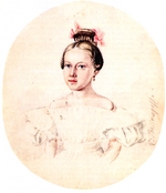 Bestuzhev, Nikolai Alexandrovich - Portrait of Olga Annenkova, daughter of Decembrist Iwan Annenkow