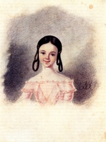Bestuzhev, Nikolai Alexandrovich - Portrait of Sofia Muravyova, daughter of Decembrist Nikita Muravyov