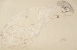 Klimt, Gustav - Reclining Nude Lying on Her Stomach and Facing Right
