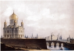 Thon, Alexander Andreyevich - The Cathedral of Christ the Saviour with View of the Moscow Kremlin