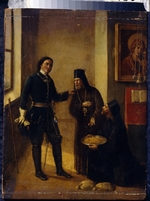 Terebenev, Mikhail Ivanovich - Bishop Mitrophan of Voronezh donating to Peter I for the Azov fleet construction on 1696