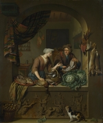Mieris, Willem van - A Woman and a Fish-pedlar in a Kitchen
