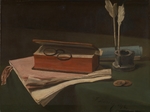 Bonvin, François - Still Life with Book, Papers and Inkwell