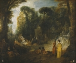 Watteau, Jean Antoine - Courtly Gathering In A Park