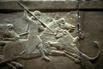 Assyrian Art - King Ashurnasirpal II during a royal lion hunt