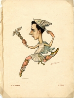 Legat, Sergei Gustavovich - Ballet dancer and choreograf Michel Fokine (From: Russian Ballet in Caricatures)