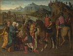 Michele da Verona - Coriolanus persuaded by his Family to spare Rome (Veturia at the Feet of Coriolanus)