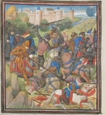 Anonymous - Battle between Crusaders under Baldwin II of Jerusalem and the Saracens. Miniature from the Historia by William of Tyre