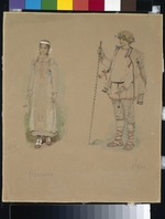 Vasnetsov, Viktor Mikhaylovich - Snow Maiden and Lel. Costume design for the opera Snow Maiden by N. Rimsky-Korsakov