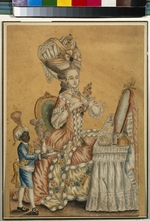 Anonymous - Lady at a Toilette with a black boy