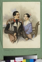 Alexeyev, N.M. - Portrait of Count Jakov Karlovich Sievers (1818-1865) and Countess Vera Mikhaylovna 1818-1865