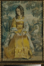 Borisov-Musatov, Viktor Elpidiforovich - Lady by Tapestry. Portrait of Nadezhda Stanyukovich