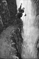 Paget, Sidney Edward - Holmes and Moriarty fighting over the Reichenbach Falls. Illustration for the short story The Final Problem by Arthur Conan Do