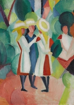 Macke, August - Three girls in yellow straw hats I