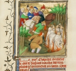 Boucicaut Master, (Master of the Hours for Marshal Boucicaut) - The Knights Templar Burned in the Presence of Philip the Fair and His Courtiers