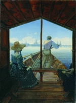 Carus, Carl Gustav - Barge Trip on the Elbe near Dresden (Morning on the Elbe)