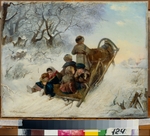Pelevin, Ivan Andreyevich - Children on a horse drawn sleigh