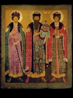 Russian icon - Saint Vsevolod Mstislavich, Prince of Pskov with Saints Boris and Gleb