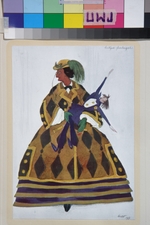 Bakst, Léon - Englishwoman. Costume design for the ballet The Magic Toy Shop by G. Rossini