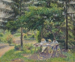 Pissarro, Camille - Children seated in the garden at Eragny (Enfants attablés dans le jardin à Eragny)