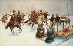 Baumgartner-Stoiloff, Adolf - Winter landscape with Cossacks