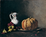 Ribot, Théodule Augustin - Still Life with Pumpkin, Plums, Cherries, Figs and Jug