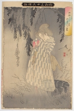 Yoshitoshi, Tsukioka - The ghost of Okiku at Sarayashiki. (From the series New Forms of Thirty-six Ghosts)