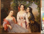 Orlov, Pimen Nikitich - Portrait of Sisters Countess Elizaveta Salias De Tournemire, Sophia Sukhovo-Kobylina and Eudokia Petrovo-Solovovo