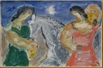 Yustitsky, Valentin Mikhaylovich - Two Female Figures with a White Horse