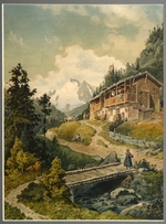 Gatt, Ferdinand - Alpine landscape with a bridge