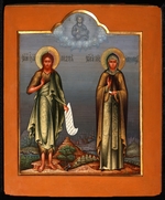 Russian icon - Saint John the Forerunner and Saint Olympia the Deaconess