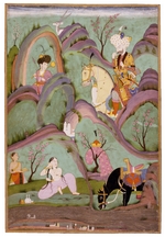 Indian Art - Khusraw Beholding Shirin Bathing. (Miniature From the Cycle of Eight Poetic Subjects)