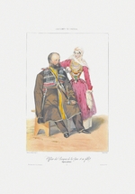 Gagarin, Grigori Grigorievich - Terek Cossack with Daughter (From: Scenes, paysages, meurs et costumes du Caucase)