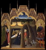 Pietro di Giovanni d'Ambrogio - The Adoration of the Shepherds between Saints Augustine and Galgano