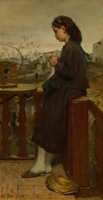 Maris, Jacob - Girl knitting on a balcony, Montmartre