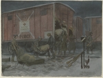 Vladimirov, Ivan Alexeyevich - Soldiers plundering a railway wagon (from the series of watercolors Russian revolution)