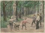 Vladimirov, Ivan Alexeyevich - Sporting competition in the Imperial Gardens: Petrograd, July 1921 (from the series of watercolors Russian revolution)
