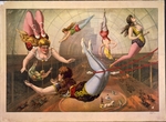 Calvert Litho. Co. - Female acrobats on trapezes at circus