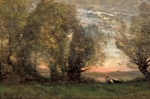 Corot, Jean-Baptiste Camille - The fisherman, evening effect