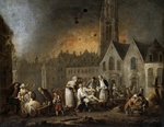 Watteau, François-Louis-Joseph - The Grand Square in Lille During the Siege of 1792