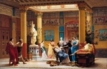 Boulanger, Gustave Clarence Rodolphe - Rehearsal of Joueur de flûte and La femme de Diomède in the Atrium of Prince Napoleon's Pompeian House in Paris in 1860