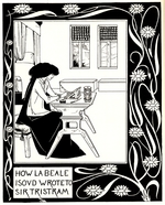 Beardsley, Aubrey - How La Beale Isoud Wrote to Sir Tristram. Illustration to the book Le Morte d'Arthur by Sir Thomas Malory