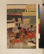 Yoshitora, Utagawa - Flourishing Nihonbashi section of Tokyo. (Tokyo Nihonbashi han ei no zu) Triptych