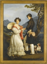Stieler, Joseph Karl - Duke Maximilian Joseph in Bavaria and Ludovika of Bavaria at Schloss Tegernsee