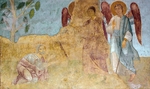 Ancient Russian frescos - The Hospitality of Abraham (Old Testament Trinity)