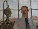 Corinth, Lovis - Selfportrait with skeleton